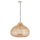 Pendente Rattan Em Fibra Natural Boho Varanda Gota E27 Nat76 - Acende a Luz