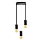 Pendente Soquete Copinho E27 Preto Triplo + Led G45 - Iluminar Ambiente