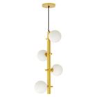 Pendente Teto Jabuticaba Vertical 4 Globos Vidro Dourado - Single Light