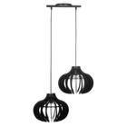 Pendente Trilho Aletado E27 Lustre Termoplástico 2 Lampadas Branco Preto