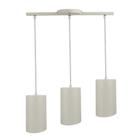 Pendente Trilho Cilíndrico E27 Lustre Termoplástico 3 Lâmpadas Branco Preto