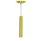 Pendente Tubo Cilindro Alumínio Dourado 30 Cm + Led 6k