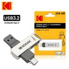 Pendrive Kodak USB 3.2 Tipo-C - Alta Velocidade (256GB, 128GB, 32GB)