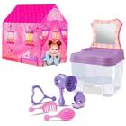 Penteadeira Camarim Princesa Infantil C/Banco + Barraca Rosa - Samba Toys