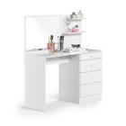 Penteadeira com Espelho 3 Gavetas Princesa Para Quarto De Menina Branco Estudos Closet
