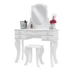 Penteadeira com Espelho Modulado Princesa Branco com Banqueta