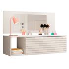 Penteadeira Mesa de Maquiagem Joy Suspensa 01 Gaveta com Espelho Branco - Desk Design