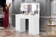 Penteadeira Real Com Camarin Com Luz de Led 3 Gavetas Sendo 1 Gaveta Com Divisórias + 2 Portas Campeã de Vendas Cor Rosê