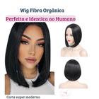 Peruca 100% Orgânica Curta sem Franja Preta