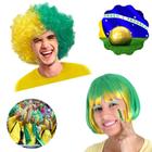 Peruca Copa Do Mundo Brasil Torcida Verde e Amarela Sintética