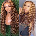 Peruca frontal de renda MEIMEI 86 cm Ombre Loose Wave 200% de densidade