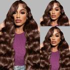 Peruca frontal de renda parece agora marrom chocolate Body Wave 70cm