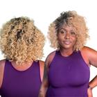 Peruca Lace Wig Cacheada Curta Loira Fibra Premium Orgânica