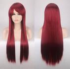 Peruca lace Wig fibra orgânica Lisa Com Franja Vermelha 70 cm - wig