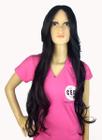 Peruca Lace Wig Ondulada Franjão Preta 1 Fibra 80Cm