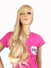 Peruca Lace Wig Ondulada Loiro Pérola Claro Fibra Futura 70