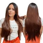 Peruca Wig 100% Orgânica Pode Pranchar Super Natural Lisa Ombre Hair Acobreada