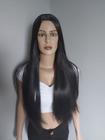Peruca, wig, castanho escuro, lisa, fibra premium, 75cm