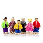 Pessoas de boneca de madeira, 6 figuras de família miniatura doll house, casa de boneca de madeira casa personagens de vestir vovô, vovó, mãe, pai, menino e menina