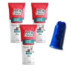 Pet Clean Kit 3 Pasta de Dente sabor Carne para Cães e Gatos acompanha 1 Dedeira Flexível