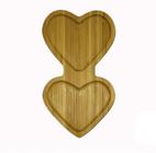 Petisqueira de Bambu Coração Duplo com Duas Divisórias