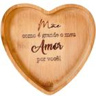 Petisqueira De Bambu De Coração Personalizada Mãe Como É Grande Meu Amor Por Você 17cm
