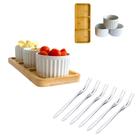 Petisqueira de Bambu Tábua de Frios Kit Petisqueira Mesa Posta com Ramequim - L'amour Home Store