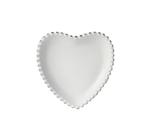 Petisqueira de cerâmica em formato de coração com detalhes na borda - 16cm