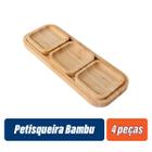 Petisqueira de Madeira Bambu Salgados Frios Patês Kit 4 pçs