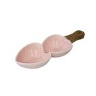 Petisqueira Porcelana com Cabo Bambu Coração Wemake 27,5x9,5 Rosa