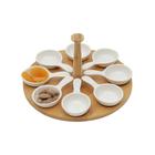 Petisqueiras De Porcelana e Suporte De Bamboo Wolff 25x13cm