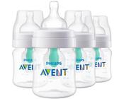 Philips AVENT Baby Bottles Anti-Colic com ventilação AirFree, 4oz, 4pk, Clear, SCY701/04