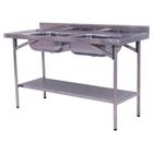 Pia Industrial Benfati Inox 430 200x60cm Paneleiro Liso com 2 Cubas 512CL