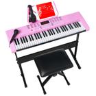 Piano de teclado eletrônico Best Choice de 61 teclas com suporte rosa - Best Choice Products