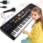 Piano M SANMERSEN para crianças com microfone, teclado de piano infantil para iniciantes, teclado eletrônico portátil com função MP3/display LED, 61 teclas, brinquedos de piano musical para meninos e meninas de 3 a 12 anos