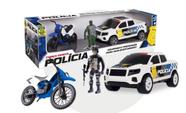 Pickup Força Tarefa De Policia Com Soldado E Moto 0043 - Samba Toys