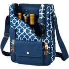 Picnic at Ascot - Wine Carrier Deluxe com taças de vinho de vidro e acessórios para dois, Trellis Blue