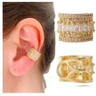 Piercing de Orelha Falso Cartilagem Conch Zircônias Cravejadas Banhado a Ouro 18k