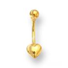 Piercing de ouro 18k de umbigo com coração