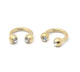 Piercing Ferradura com Pedras PVD Dourado Aço Cirúrgico 1.2mm