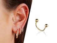 Ouro 18k Piercing 5mm Argola Estrela Cartilagem Tragus Orelha - FAB JOIAS