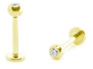 Piercing Labret Ponto de Luz Titânio com Pedra Dourado