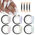 Pigmento para unhas GZMAYUEN Pearl Chrome Powder White com 6 palitos