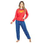 Pijama Adulto Feminino Longo Inverno Heróina Mulher Maravilha