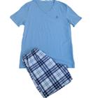 Pijama Adulto Masculino Camiseta E Shorts 100% Algodão