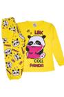 Pijama Amarelo com Estampa de Panda Algodão Malha Fofinho