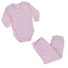 Pijama Bebê Azul&Rosa Canelado Longo Body Rosa - 0084