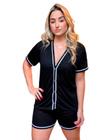 Pijama blogueira curto liso - Sonhar Sleepwear - REF 502 PRETO