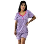 Pijama Camisola Feminina Meia Manga Com Botões Lingerie