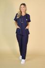 Pijama Cirúrgico Tradicional Scrub Privativo Enfermagem Odonto Veterinaria AZUL MARINHO,GG